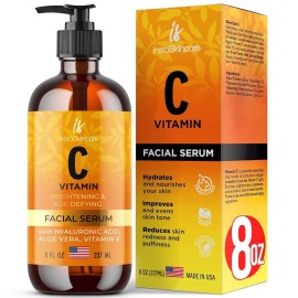 InstaSkincare Suero de Vitamina C para Rostro y Ojos 8 OZ Iluminador de Manchas Oscuras