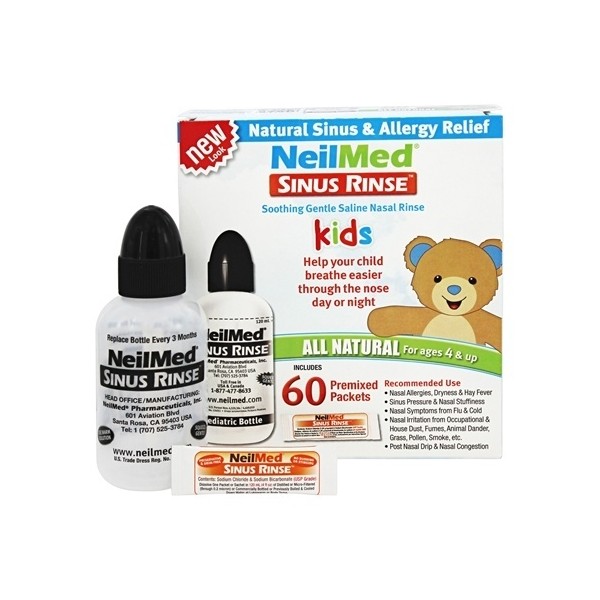NeilMed Sinus Rinse Kids Kit - 120ml Bottle and 60 Sachets - Expiry 08/24