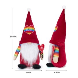 Rae Dunn Valentine's Day Gnome - Holiday Decor Seasonal Decorations - Scandinavian Nordic Tomte Nisse Plush Figurine - 19" Elf with Beard Ornament for Shelf (Pride (Valentine Gnome))