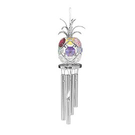 Chrome Plated Wind Chime Sun Catcher or Ornament Pineapple with Mix Mascot Crystal
