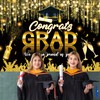 Congrats Grad Backdrop Black Golden Glitter Graduation Photography Background Graduation