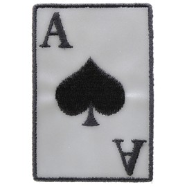 Reflective Ace of Spades Patch - 2x3 inch. Embroidered Iron on Patch (P3450)