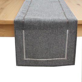 BMYUK Farmhouse Table Runner Braided Striped Coffee Table Runners Boho for Tablecover Dining Party Gathering Xmas Decor Dinner Party Holiday 32X180CM Grey