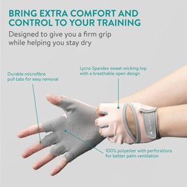 Navaris Women's Gym Gloves - Breathable, Sweat-Wicking Weight Lifting Gloves - Gym Accessories for Weightlifting Training, Workouts, Rowing, Fitness & Calisthenics - Pink, Size M