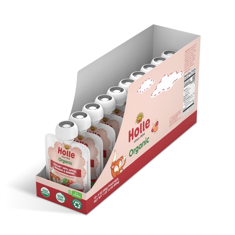 Holle Baby Yogurt Pouches - Organic Yogurt with Apple, Banana
