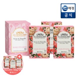 Le Chatelaine 1802 [3+3] 르샤트라 마르세이유 로즈피오니향 비누 3입 (+한정수량 3개 추가증정) [3+3] Le Châtre Marseille Rose Peony Scented Soap 3 Pack (+Limited Quantity 3 Additional Gifts)