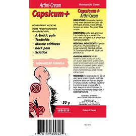 Homeocan Homeocan - Capsicum+ Arthri-Cream, 50g - Relieve Symptoms Associated with Arthritic Pain, Tendonitis, Muscle Stiffness, Back Pain and Sciatica - Non-Greasy