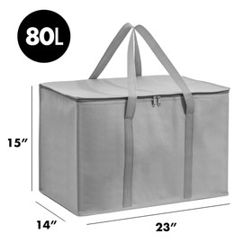 (Not Made In China) Insulated Food Delivery Bags, Reusable Grocery Bag, Catering, Thermal Insulation Tote for Hot and Cold Food, Pizza, Uber Eats and Doordash (2, Gray, 3X-Large)