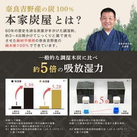 LEC Moisture Conditioning and Deodorizing Charcoal Honke Charcoal Shop Slim Type L 24.7 oz (700 g) / Reusable, Produced in Nara Yoshino / Serious Moisture Countermeasure / Dust Mites & Mildew
