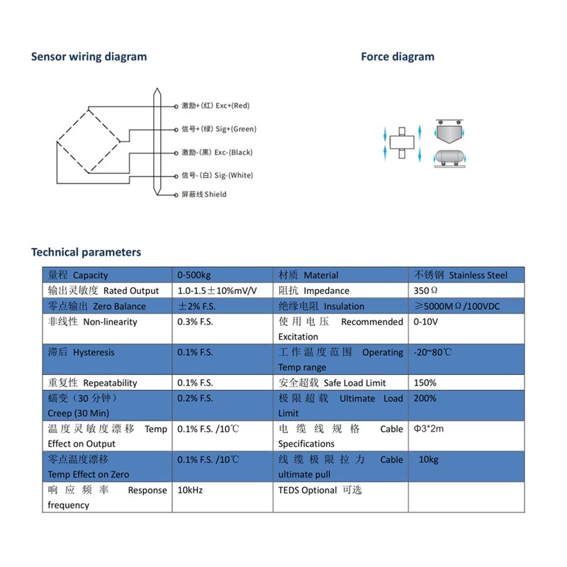 DYMH-103 200kg Mini Tension and Compression Force Sensor Inline Load