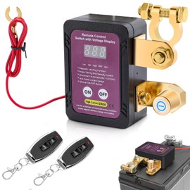 WODHMIEY Remote Battery Disconnect Switch 12V,Smart Voltage Control Battery Kill Switch, LED Display Manual Remote Disconnect Switch for Boats, Trucks, ATVs, UTVs