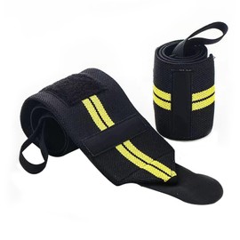 DHWEKU Lifting Straps Strength Training Professional Quick Release with Metal Bolts for Powerlifting, Crossfit & Fitness - Lifting Straps for Women and Men, Yellow Stripes, Pack of 2