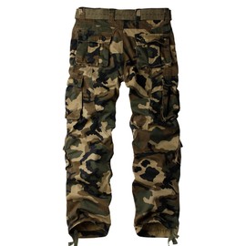 AKHIKING Men's Camo BDU Cargo Tactical Ripstop Casual Lightweight Baggy Combat 100% Cotton Pants with 8 Pockets(No Belt) 36
