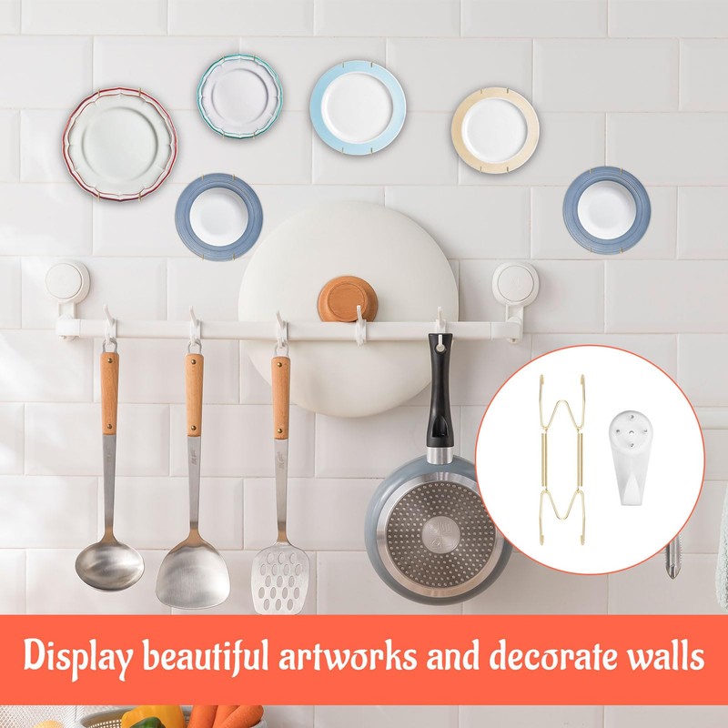 4 PCS Plate Hanger for Wall,Stainless Steel 6-8 Inch W