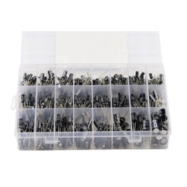 VKLSVAN Electrolytic Capacitors 24 Types 0.1uF - 1000uf 10V/16V/25V/50V Electrolytic Capacitors Kit DIY Electronic Components Bag (Total 500pcs)