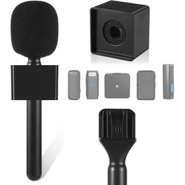 Interview Microphone Adapter, Wireless Microphone Grip, Lightweight Interview Microphone Grip with Windscreen Foam, Handheld Microphone Adapter for Rode Wireless GO I/II, Rode Wireless, Me/Pro