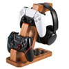 Solid Wood Headphone Stand with Dual Controller Holder