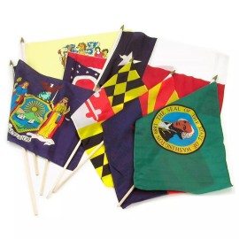 Trade Winds 12x18 12"x18" Wholesale Lot of 50 States + USA Set Stick Flag Wood Staff