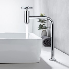 Tondiy High Tap Bathroom Cold Water, High Cold Water Tap Guest Toilet Washbasin Tap Cold Water Bathroom Tap, Cold Water Tap for Countertop Sink, Chrome