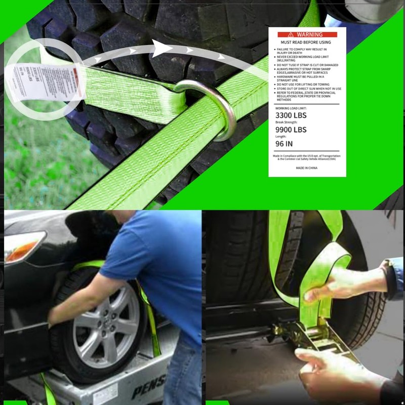 Digank Heavy Duty Car Tie Down Straps (4PK) - 2"