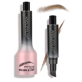 Brow Fection Angled Brush & Dip, Beginner Liquid Eyebrow Brush, Long Lasting Waterproof Microblading Eyebrow Pencil, Natural Brows Eyebrow Pen, Multi-Functional Pressed Wild Brow Pencil (Taupe)