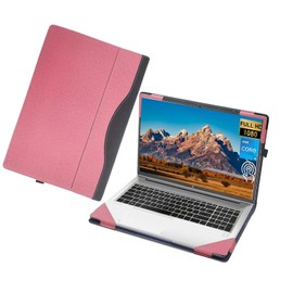 WODBAO 2023 Laptop Enclosure Cover for Dell Inspiron 15 3000/3530/3520/3510/3510/3515/3511 and Vostro 15" Laptop Cover Computer Drop Protection PU Leather case (Pink)