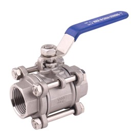 DERNORD Ball Valve 1 Inch NPT Threaded - Stainless Steel 304 Female 3 Piece Full Port (1" NPT Female)