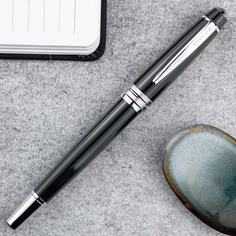 Cross Bailey Rollerball Pen, Black Lacquer &amp; Chrome, Metal Version,