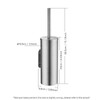 Brushed Stainless Steel Toilet Brush and Cover, No-Punch Hook Base