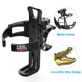 kemimoto ATV Cup Holder Motorcycle Bottle Holder Univesal Drink Holder with Metal Clamp Bike Cup Holder for Water Bottle Compatible Boat, Stroller, Walker, Wheelchair, Kayak, Scooter, Golf Cart, Desk
