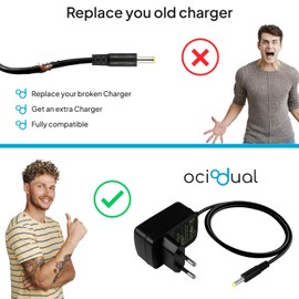 OcioDual Compatible Charger for PSP Console (PSP-1000), PSP Slim and Lite 2 (PSP-2000), PSP Slim and Lite 3 (PSP-3000/3004), Street (PSP-E1000/E1004), 100-240V, 50/60Hz, 5V, 10W, Black