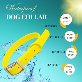 Dog Collar, Waterproof Dog Collar, Rubber Dog Collar, Odor-proof Tough Rust-Proof Metal Buckle D Ring Adjustable and Comfortable Easy Care Easy to Clean Fits Fits Small, Medium, or Large Dogs
