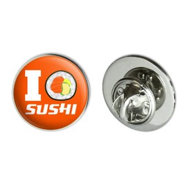 I Love Sushi Roll Heart Metal 0.75" Lapel Hat Pin Tie Tack Pinback