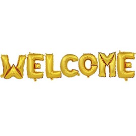 picoLab Welcome Balloons WELCOME Party Balloons (Gold)