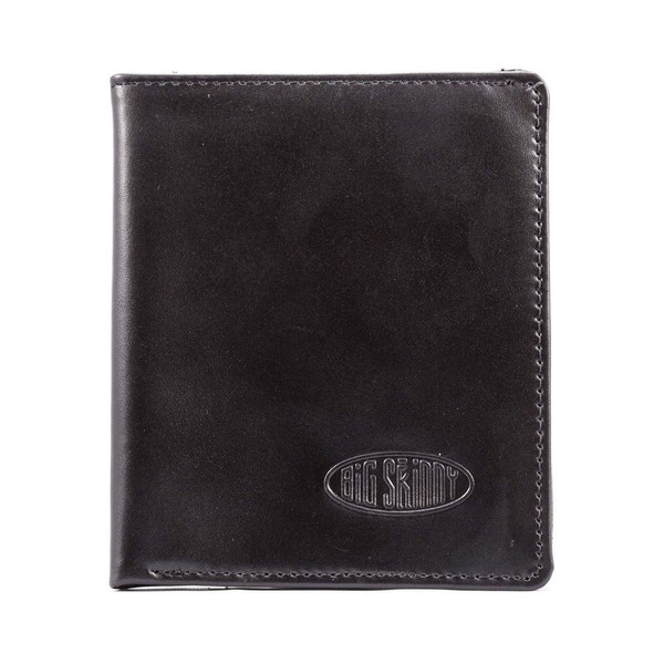 Big Skinny Metro Leather Bi-Fold Slim Wallet, Holds Up to 20 Cards, Black