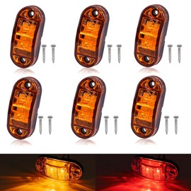 Tnisesm 6Pcs Amber 2.5 Inch Waterproof Trailer Marker Lights, 2 Diode LED Trailer Side Marker Light, Oval Trailer Running Lights For RV Camper Accessories