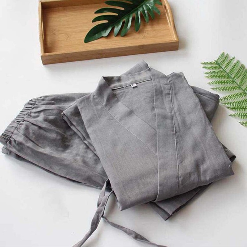 Classical Japanese Style Pajamas Traditional Cotton Bathrobe Kimono Casual Clothes