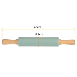 HARFINGTON Silicone Rolling Pins for Baking 17 Inch Wooden Handle Non Stick Rolling Pin Small Roller Playdough Rolling Pins for Dough Pizza Pastry Fondant Kitchen, Dark Green
