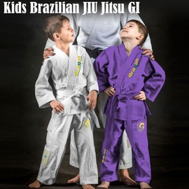Dragon Brazilian Jiu Jitsu Gi for Kids – Ultra-Light, Preshrunk Youth Grappling Uniform with Free Belt & Bag (White, M0)