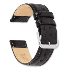 deBeer - 8mm Alligator Grain Watch Strap - Black - Replacement Leather Watch Band