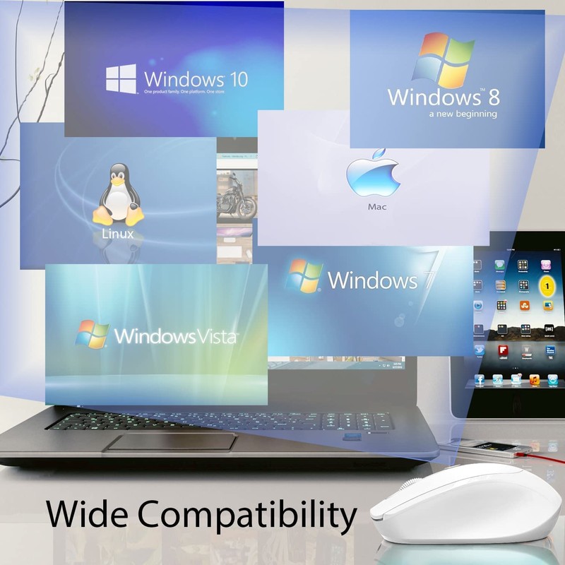 Wireless Mouse for Laptop, 2.4G Wireless Ergonomic Optical Cordless Mobile