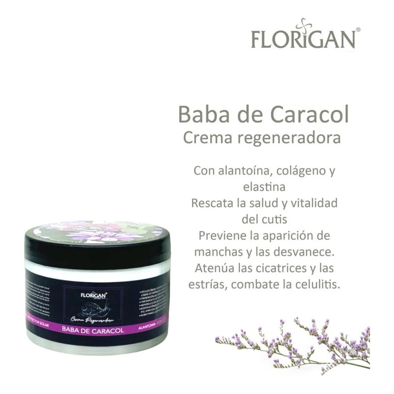 Crema Baba Caracol 350grs Florigan Normal Grasa Día Noche