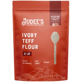 Judee's Ivory Teff Flour 2 lb - Non-GMO, Vegan, Made in USA - Resistant Starch - Great for Making Quick Teff Bread, Injera, Muffins, Pancakes, and Cookies - Gluten-Free and Nut-Free