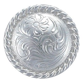 F9819-2-SP 3/4" Round Rope Edge Concho 10pcs Polished Silver