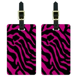 Zebra Print Hot Pink Luggage Tags Suitcase Carry-On ID Set of 2