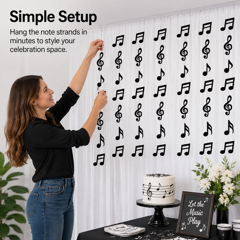 8 Pcs Music Notes Party Decorations, Musical Note Hanging Swirl,