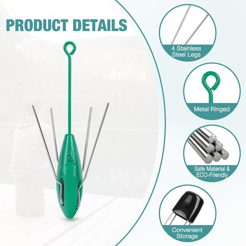 3 Pcs Sputnik Sinker Fishing Weights (2oz-Green)