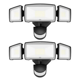 HGGH Motion Sensor Outdoor Lights – Flood Lights Outdoor Security Light, LED Floodlights IP65 Waterproof 6000K 38W 4200LM with 3 Adjustable Heads, Exterior Light for House, Backyard, Porch