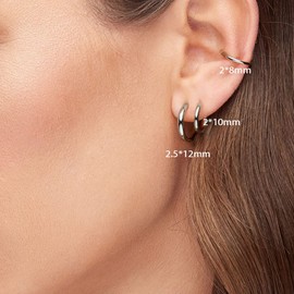 TGNEL Small G23 Titanium Hoop Earrings for Women, Nickel Free Hypoallergenic Titanium Earring Hoops for Sensitive Ears 10mm