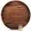 MAGIGO 22 Inches Extra Large Round Black Walnut Wood Ottoman